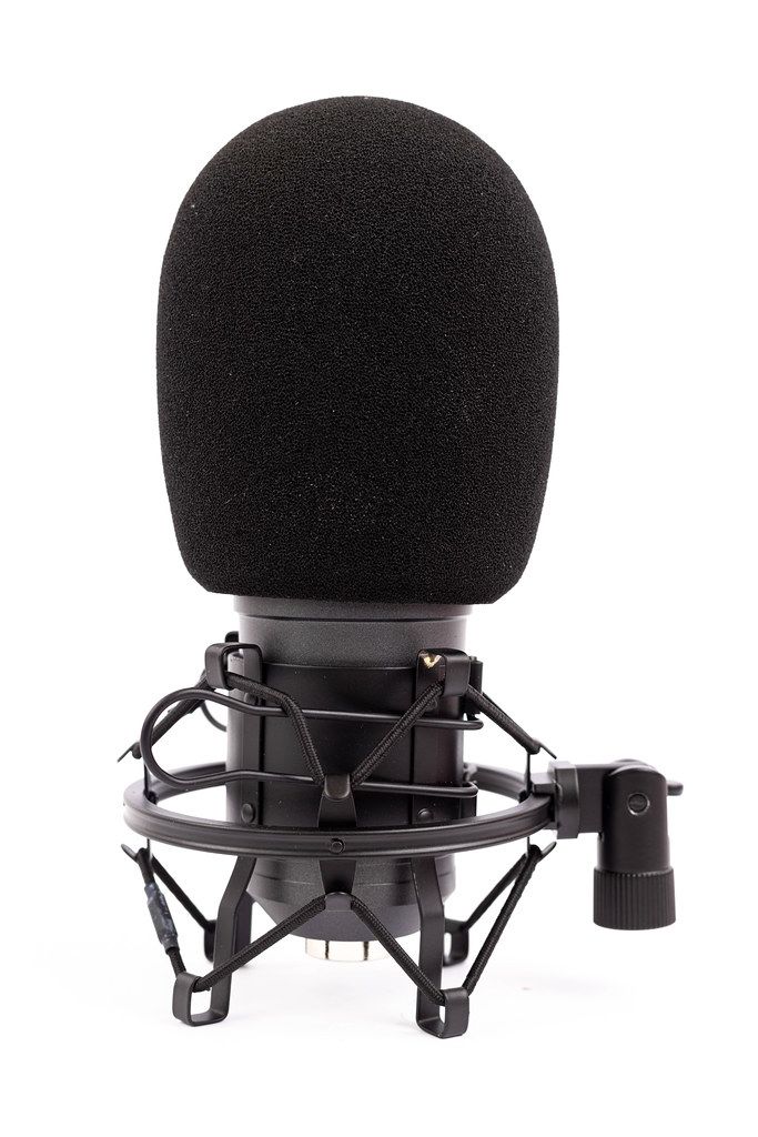 Black Studio condenser Microphone with sponge wind shield Black Studio condenser Microphone with sponge wind shield