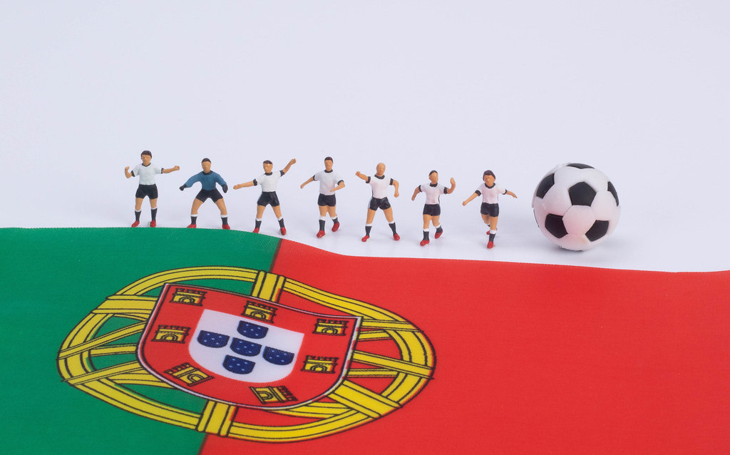 Football players and flag of Portugal Football players and flag of Portugal