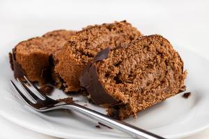Chocolate Roll Cakes on the plate Chocolate Roll Cakes on the plate