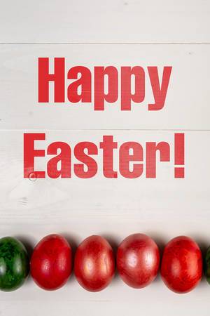 Colored Easter Eggs and Happy Easter text Colored Easter Eggs and Happy Easter text