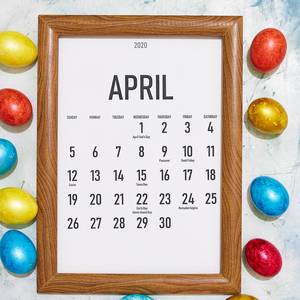 Colorful Easter eggs and April monthly calendar.jpg Colorful Easter eggs and April monthly calendar.jpg