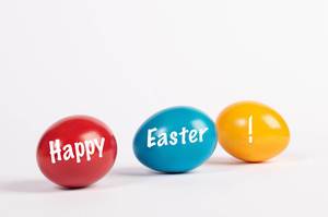 Happy easter text written on Easter eggs Happy easter text written on Easter eggs