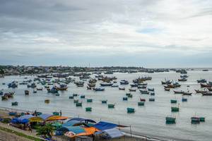 Many Fishing Boats in the Harbour of Mui Ne, Vietnam Many Fishing Boats in the Harbour of Mui Ne, Vietnam