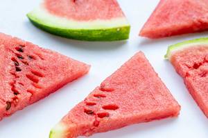 Pieces of fresh juicy watermelon on white background Pieces of fresh juicy watermelon on white background