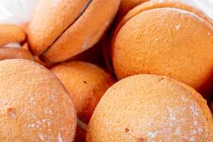 Round cookies with coconut close-up Round cookies with coconut close-up