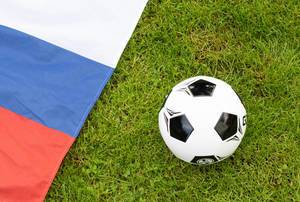 Soccer ball and Russian flag Soccer ball and Russian flag